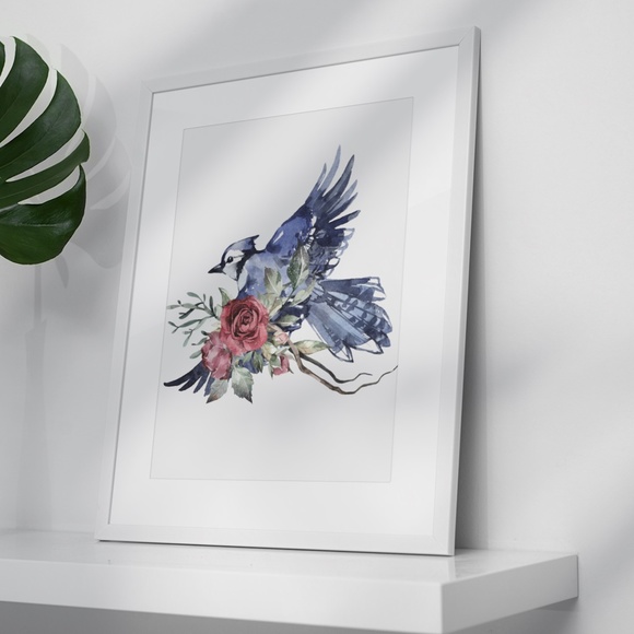 Watercolor Wall Art Blue Jay Illustration Print Poster Unframed - Picture 4 of 17